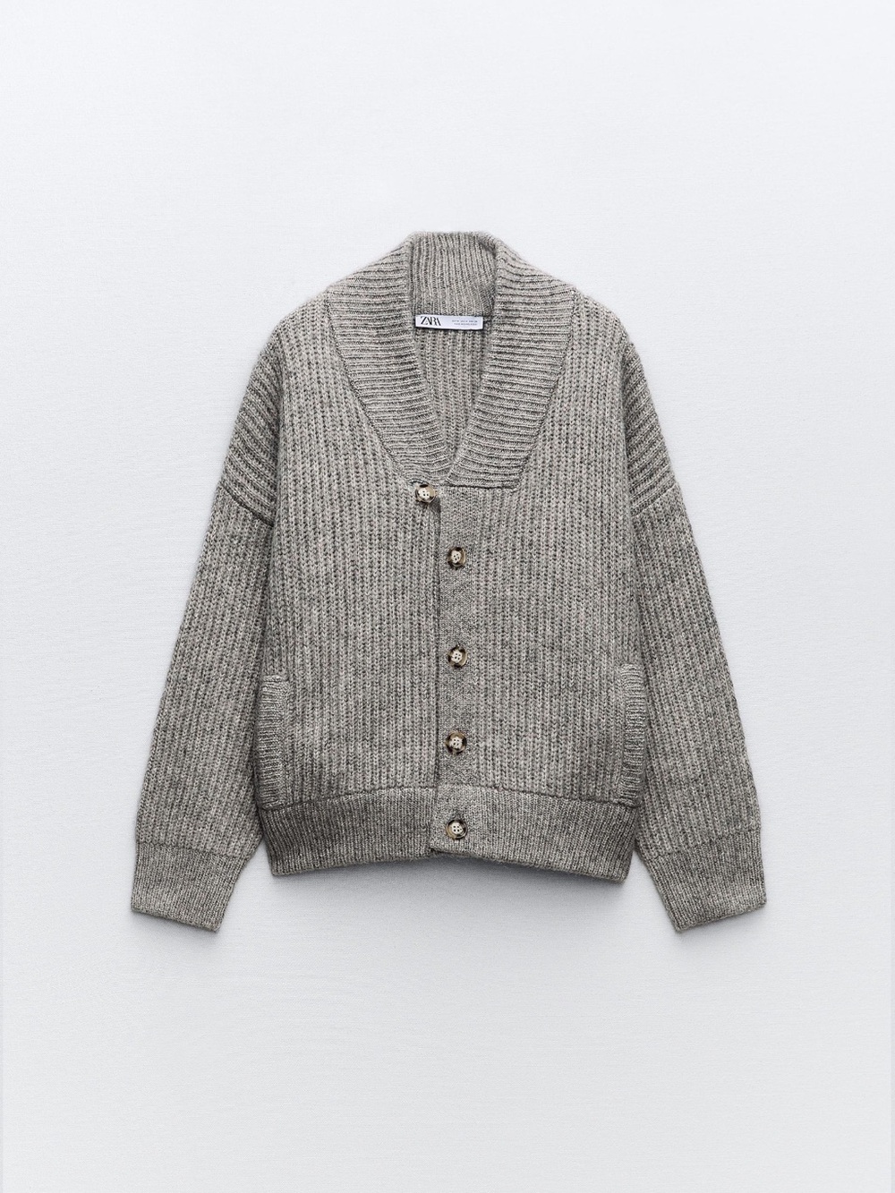 Zara Knit Bomber Jacket Sweater